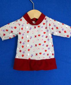 Puppenkleid in grau-weinrot